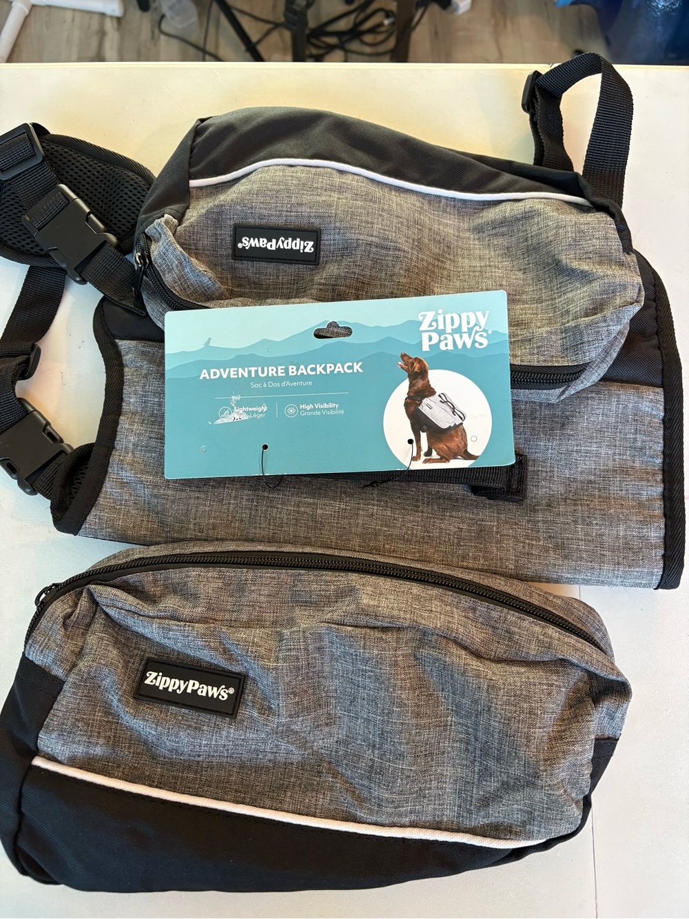 ZippyPaws Gray Adventure Dog Backpack - Small Pet Hiking Saddlebag